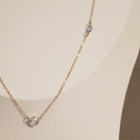 10K Gold CZ Stationary Necklace - Picture 10 of 10